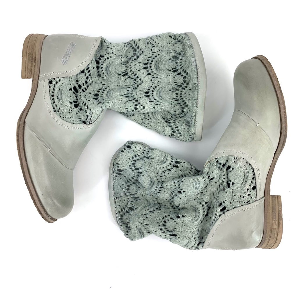 Bunker Footwear Grey Leather and Crochet Slouchy Boots, EU 41